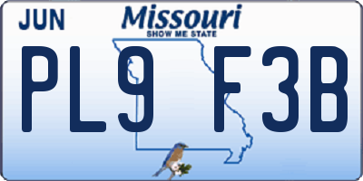 MO license plate PL9F3B
