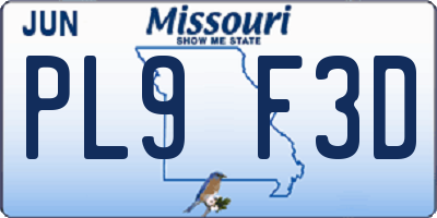 MO license plate PL9F3D