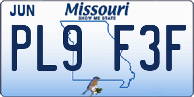 MO license plate PL9F3F