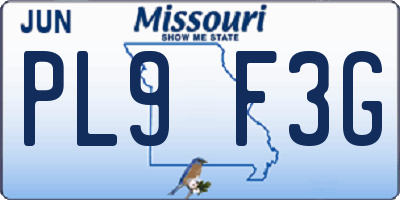 MO license plate PL9F3G