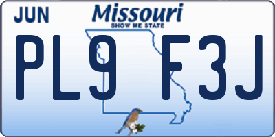 MO license plate PL9F3J