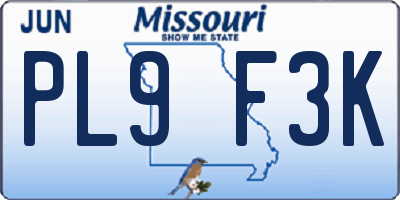 MO license plate PL9F3K