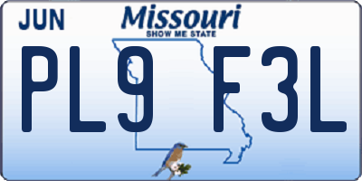 MO license plate PL9F3L