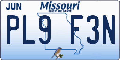 MO license plate PL9F3N