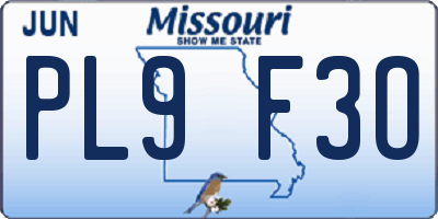 MO license plate PL9F3O