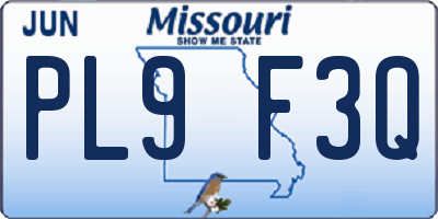 MO license plate PL9F3Q