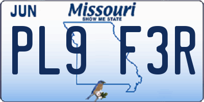 MO license plate PL9F3R