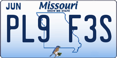 MO license plate PL9F3S