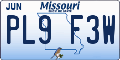 MO license plate PL9F3W