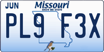 MO license plate PL9F3X