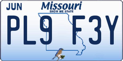 MO license plate PL9F3Y
