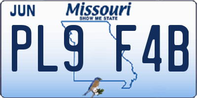MO license plate PL9F4B