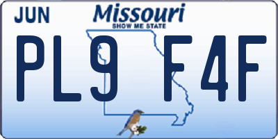MO license plate PL9F4F