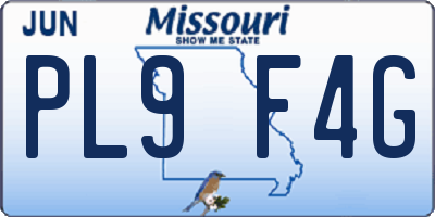 MO license plate PL9F4G