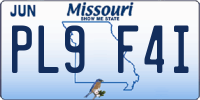 MO license plate PL9F4I