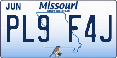 MO license plate PL9F4J