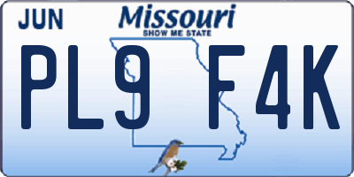 MO license plate PL9F4K