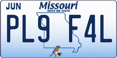 MO license plate PL9F4L