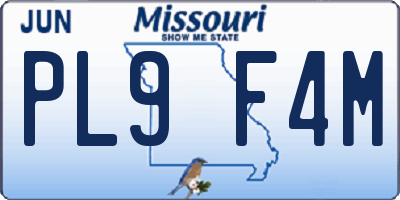 MO license plate PL9F4M