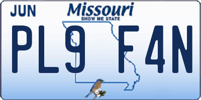 MO license plate PL9F4N
