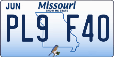 MO license plate PL9F4O