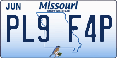 MO license plate PL9F4P