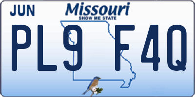 MO license plate PL9F4Q