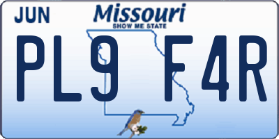 MO license plate PL9F4R