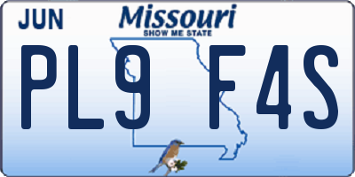 MO license plate PL9F4S