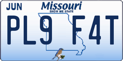 MO license plate PL9F4T