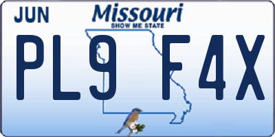 MO license plate PL9F4X