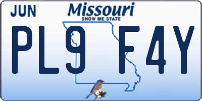 MO license plate PL9F4Y