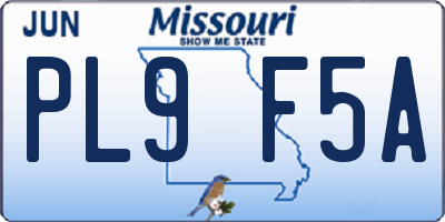 MO license plate PL9F5A
