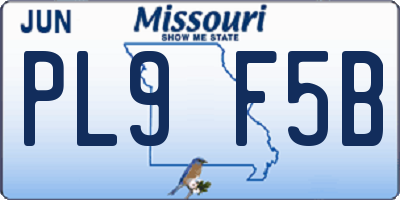 MO license plate PL9F5B