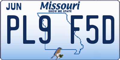 MO license plate PL9F5D