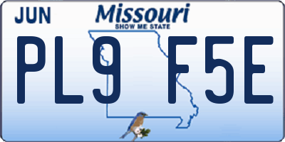 MO license plate PL9F5E