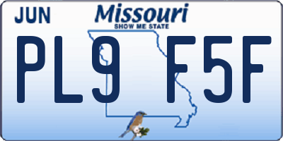 MO license plate PL9F5F