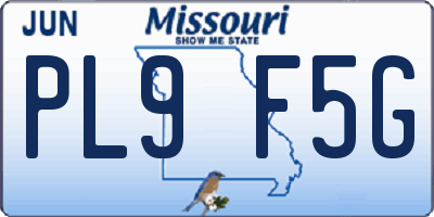 MO license plate PL9F5G