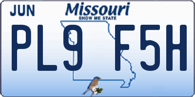 MO license plate PL9F5H