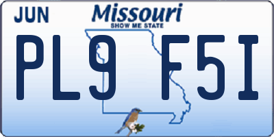 MO license plate PL9F5I