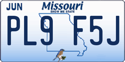 MO license plate PL9F5J
