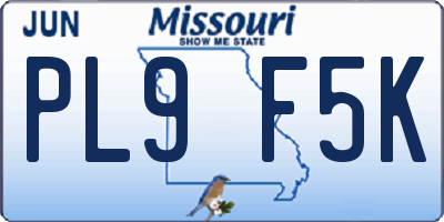 MO license plate PL9F5K