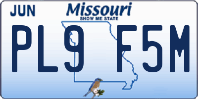 MO license plate PL9F5M