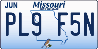 MO license plate PL9F5N
