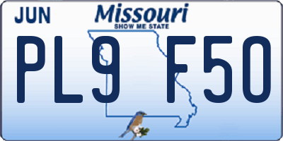 MO license plate PL9F5O