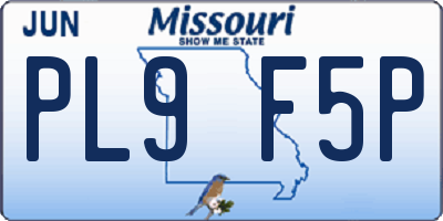 MO license plate PL9F5P