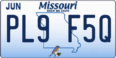 MO license plate PL9F5Q