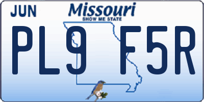 MO license plate PL9F5R
