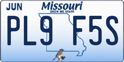 MO license plate PL9F5S