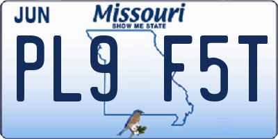 MO license plate PL9F5T